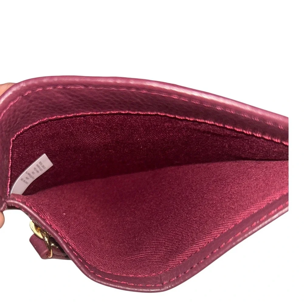 Lodis Burgundy Pebbled Leather RFID Protection Card Case Zip Wallet